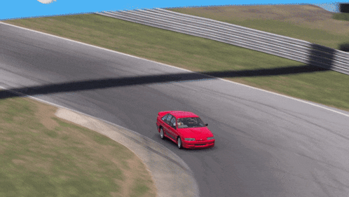 a red car with a sticker on the side that says ' gt '