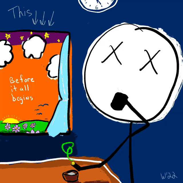 a drawing of a stick figure with the words " before it all begins " below it