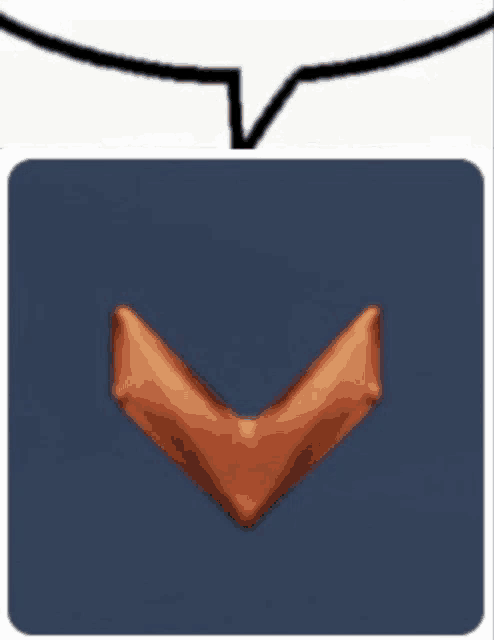 a blue square with an orange arrow pointing down on it