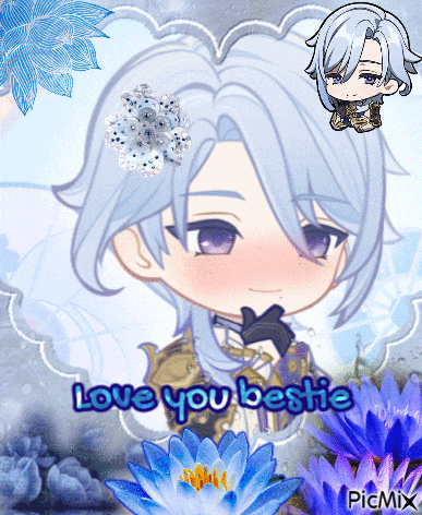 a picture of a boy with the words love you bestie written on it