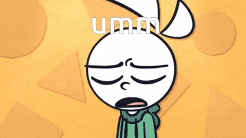 a cartoon character with a surprised look on his face and the word umm on the bottom
