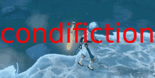 a blue background with the word confiction in red letters