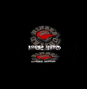a logo for niners united with a skull in the center