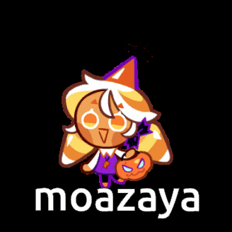 a cookie with a pumpkin and the word moazaya