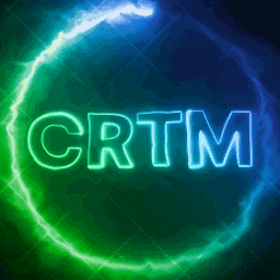 a neon sign that says crtm in a green circle