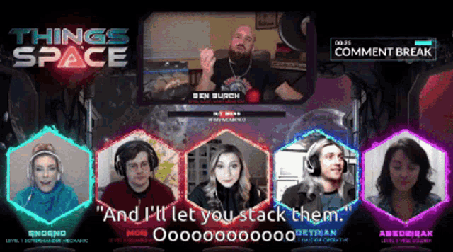 a video game called things space has a comment break at the top