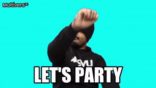 a man says let 's party while wearing a beanie