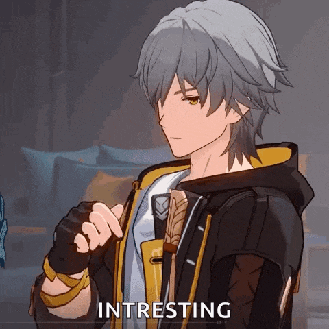 a man in a black and yellow jacket is holding a knife and the word interesting is on the bottom of the screen .