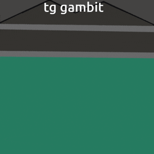 a cartoon drawing of a green item with the words tg gambit on the bottom
