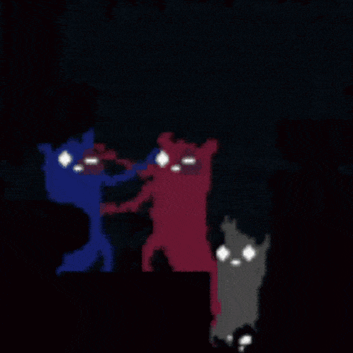 a black background with a red triangle in the middle and a blue triangle in the corner