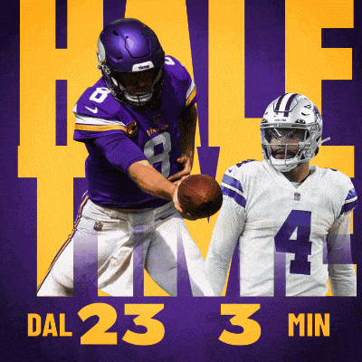 an advertisement for a football game between the vikings and the dallas cowboys