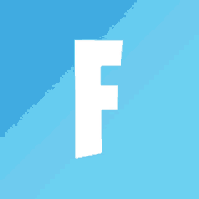 a white letter f is against a blue sky