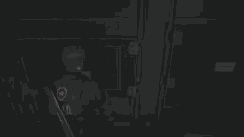 a video game character is looking at a body in a locker with the word hold on the screen