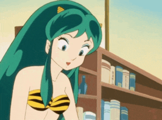 a cartoon girl with long green hair is standing in front of a bookshelf with books on it