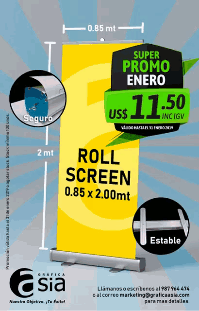 an advertisement for a roll screen advertises a price of us $ 11.50