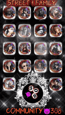 a phone screen shows icons for street 4 family community 308