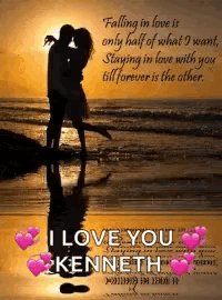 a picture of a couple kissing on a beach with a quote that says " falling in love is only half of what i was