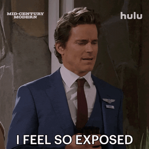 a man in a suit and tie says i feel so exposed on hulu