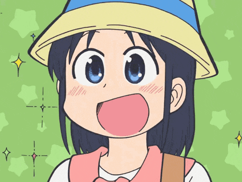 a cartoon of a girl wearing a hat