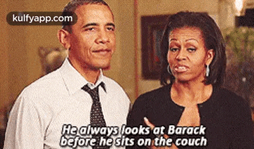Healways Looks At Barackbefore He Sits On The Couch.Gif GIF - Healways Looks At Barackbefore He Sits On The Couch Barack Obama Michelle Obama GIFs
