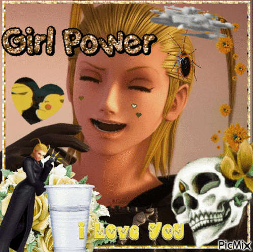 a picture of a girl with the words girl power written above her