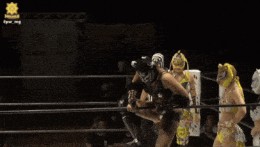 a woman wearing a mask that says miss star is wrestling another woman