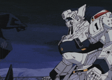 a robot with a sticker on its arm that says ' s.h.i.d. '