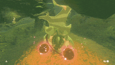 a video game with a triangle in the bottom right corner