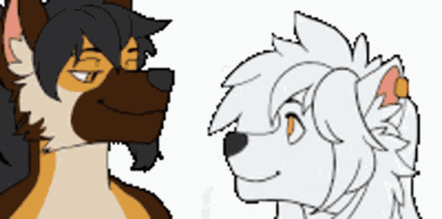 a drawing of a dog and a white dog