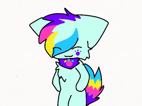 a drawing of a colorful fox with a scarf around its neck .