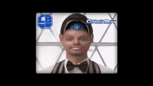 a man with his eyes closed and a cb logo in the corner