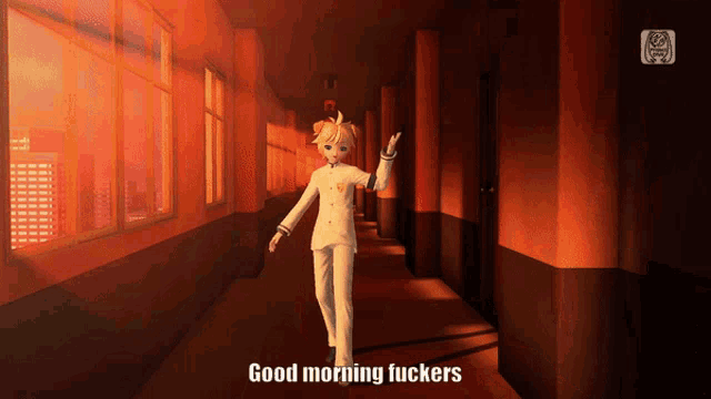 a video game character says good morning fuckers