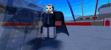 a cartoon character with a cat on his head