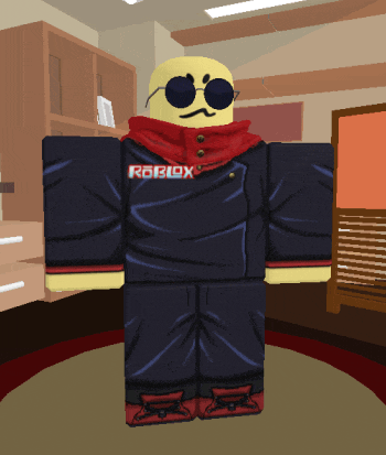 a roblox character wearing sunglasses and a scarf around his neck