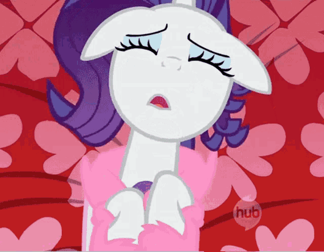 a cartoon of a pony with a speech bubble that says hub on it