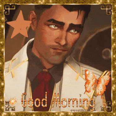 a picture of a man in a suit and tie with the words good morning