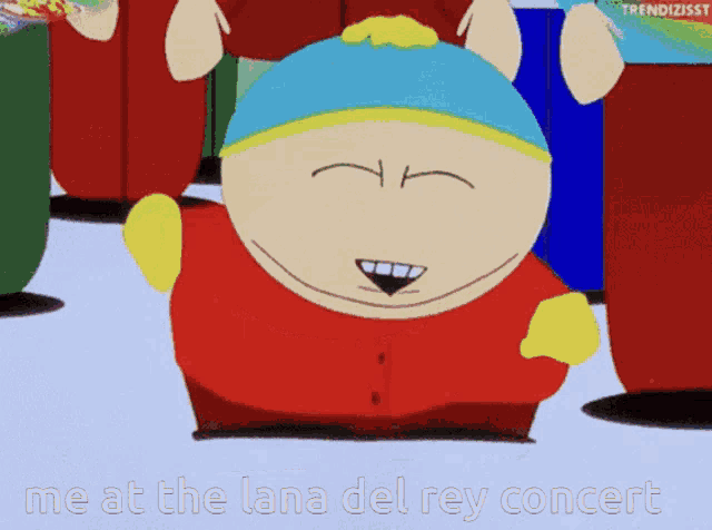 a cartoon character with the words me at the lana del rey concert