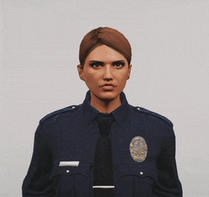 a woman in a police uniform has a badge on her chest that says ' sheriff '
