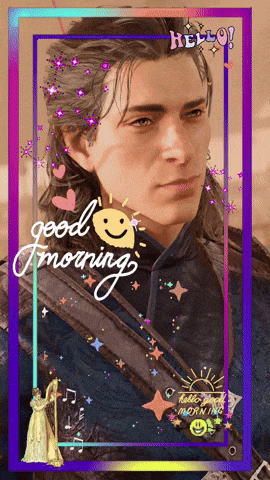 a picture of a man with a smiley face and the words good morning on it