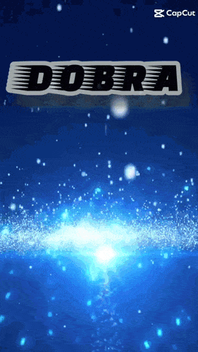 a blue background with the word dobra in white letters