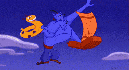 a cartoon of a genie playing with a ball