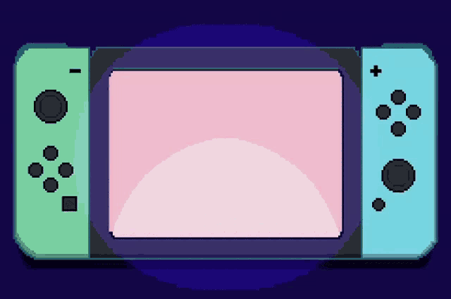 a pixel art of a nintendo switch controller with a pink screen