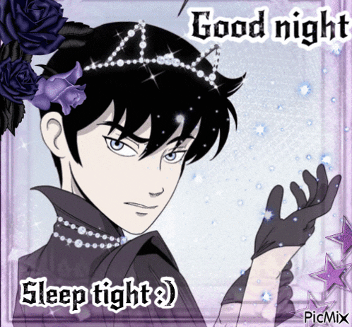 a picture of a boy with a tiara on his head and the words good night sleep tight