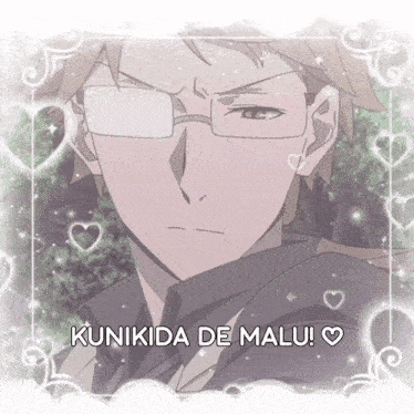 a picture of a man with glasses and the words " kunikida de malu " below him