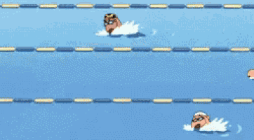 a cartoon of a person swimming in a pool
