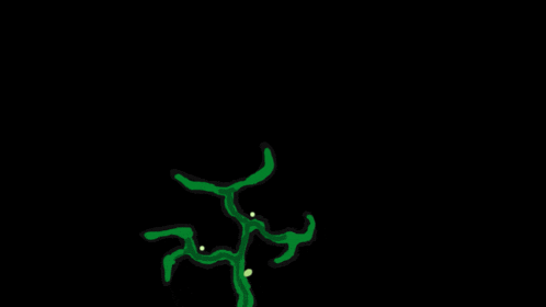 a drawing of a green plant with a black background
