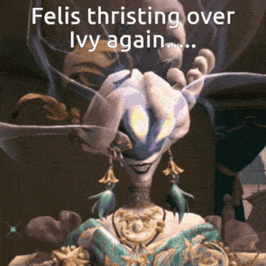 a picture of a woman with the words felis thrusting over ivy again written on it