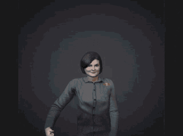 a woman giving a thumbs up with the word gg behind her