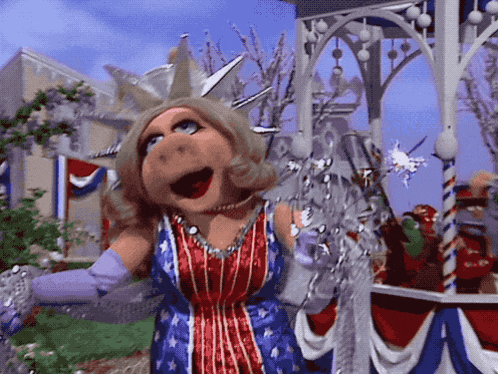 miss piggy is wearing an american flag dress