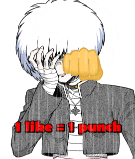 a drawing of a person with a fist on their face and the words " i like = 1 punch "